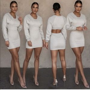 White French Crew Neck Knit Dress
